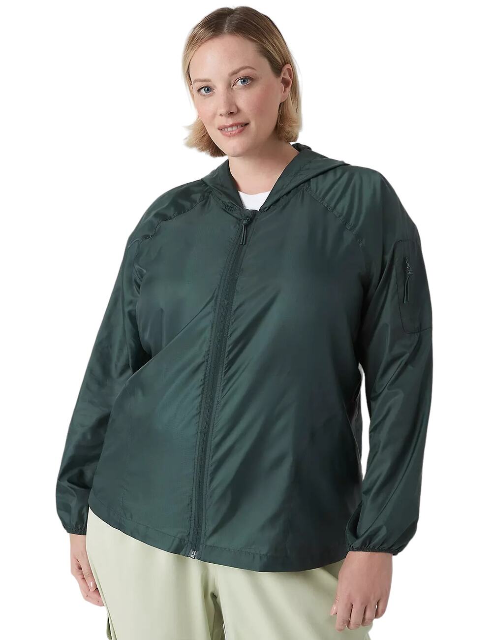 LIVI Lane Bryant Full Zip Packable Woven Jacket In Jungle Green Size 26/28